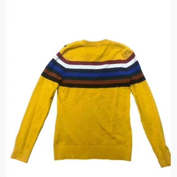 Women’s Cottagecore Striped Yellow Sweater Button Features - Picture 3 of 8